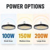Lampes UFO personnalisées 100w 150w 200w DOB IP65 avec détecteur de mouvement pour l'éclairage industriel des usines, entrepôts, garages