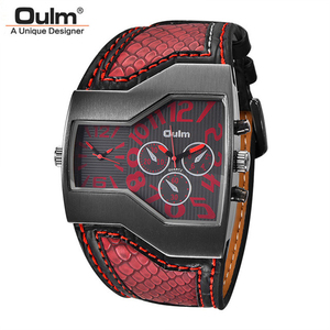 OULM-Reloj de pulsera de cuarzo cuadrado para hombre, cronógrafo de moda, diseño único, de negocios, informal, deportivo, <span class=keywords><strong>Gmt</strong></span>, Dual Time, HP1220, 2022 - Product Image 2