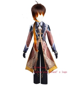 Ecowalson juego <span class=keywords><strong>Genshin</strong></span> <span class=keywords><strong>Impact</strong></span> Zhongli <span class=keywords><strong>Cosplay</strong></span> disfraz Zhong Li Archon conjunto completo peluca guantes ganar peluca para hombres trajes Halloween - Product Image 1