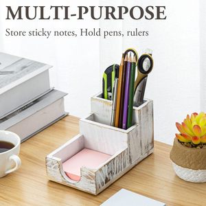 Boîte de rangement rétro en bois, organiseur de bureau multi-compartiments pour crayons et fournitures de bureau, boîte de rangement en bois pour fournitures de bureau - Product Image 4