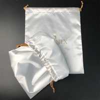 Pochette en satin de soie or violet avec cordon de serrage Logo personnalisé sac à poussière pour sac à main bijoux perruques emballage d'extensions de cheveux