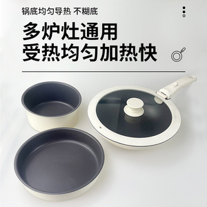 Non Stick Ceramic Cookware Set 1 Piece Flat Bottom <b>Pan</b> For Healthy Cooking With Detachable <b>Handle</b> - Product Image 4