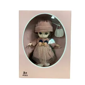 6 polegadas linda olhos grandes meninas boneca realista vinil silicone macio crianças boneca de brinquedo com bolsa, roupas beleza