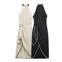 MYST&ZA Vêtements Femme 2026 Nouvelle Collection Automne Robe Croisée Tendance Simple et Polyvalente à Blocs de Couleurs 0387166