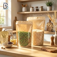 Bolsa de Papel Kraft Reutilizable Lebei con Ventana Transparente en un Lado, Bolsas con Cierre para Almacenamiento de Aperitivos, Granos y Arroz