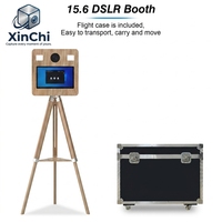 Kiosque photo portable tout-en-un en bois prêt à l'emploi avec imprimante DNP QW410 à flash automatique pour fêtes