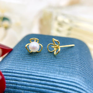 ต่างหูเงินแท้ S925 แบบติดหู ประดับมุก DIY พร้อมลูกปัดกลมขนาด 4-5 มม. แบบเจาะรู-20966 - Product Image 4