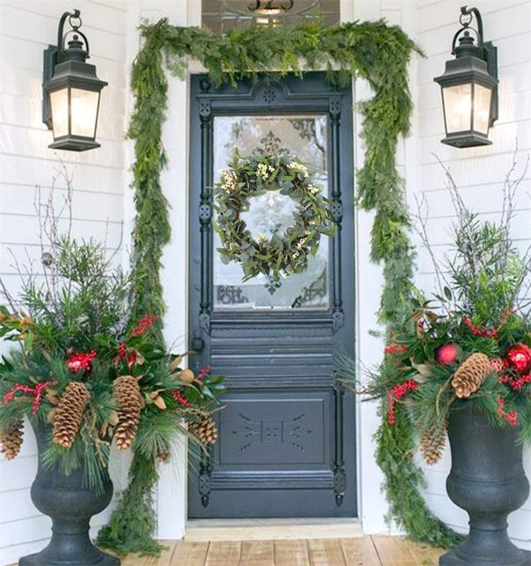 20inch Artificial Eucalyptus Leaves Wreath with Big Berries for Front Door Wall Window  Decoration