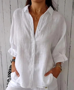 Blusa Holgada para Mujer Talla Grande, con Lazos en la Espalda, Hombros Caídos, Manga Tres Cuartos Ancha, Estilo Minimalista, Casual, para Oficina, Uso Diario - Product Image 5