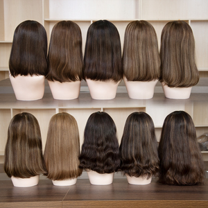 Perruques casher juives en cheveux humains bruts européens véritables, ombrées blondes avec mèches brunes, avec dentelle <span class=keywords><strong>ou</strong></span> dessus en soie, pour femmes - Product Image 1