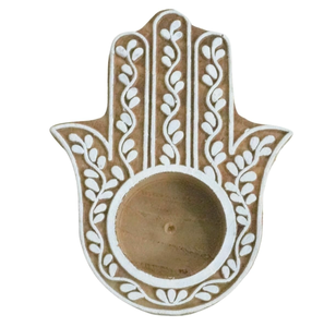 Porte-bougies décoratifs élégants en bois faits à la main avec impression au bloc, pour Diwali, culte, Noël, mariages et cadeaux de pendaison de crémaillère - Product Image 1