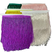 Superbe frange de 14 cm en perles de verre, garniture à coudre à la main, bordure perlée pour usage textile domestique