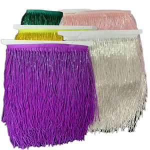 Fabulosa flecos de borlas de cuentas de vidrio de 14 cm, ribete de cuentas cosidas a mano, flecos de cuentas para uso textil en el hogar - Product Image 4