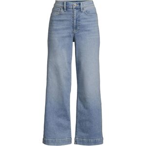 กางเกงยีนส์ขาสั้นทรงขากว้างเอวสูงสำหรับผู้หญิง Lands' End สีไลท์วอช ผ้าเดนิม 100% คอตตอน - Product Image 3