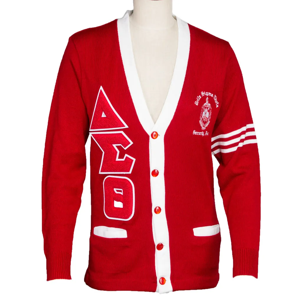 custom OEM ODM manufacturer women sweater knitted Sorority Red and White Old School Cardigan