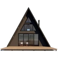 Maison triangulaire à ossature en acier durable, résistante aux intempéries, préfabriquée en forme de A, pour villa, chalet de montagne ou de bord de mer, ou appartement.