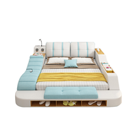 Tatami Multifunktions-Smart-Bett mit Massage und Beamerrahmen, Leder-Doppelbett, Kingsize-Betten, Moderne Schlafzimmermöbel-Sets
