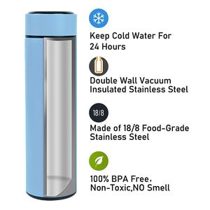 Bouteilles d'eau isothermes 500 ml (17 oz) à double paroi, chaud/froid, avec affichage numérique LED, en acier inoxydable sous vide, design sportif - Product Image 3