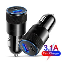 Chargeur de voiture en alliage d'aluminium 15W à charge rapide USB/PD QC3.0, allume-cigare pour appareil photo et écouteurs, version US, directement de l'usine