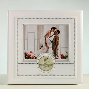 Álbum de fotos de la fábrica de diseño hermoso de acrílico blanco elegante 10x10 y 15x15 romántica hecha a mano boda foto álbum diseño