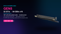 Kabel Riser PCIe 5.0 X16 GEN5 32GT/s 180 Derajat Berlapis Perak dengan Jalinan Kabel Ekstensi untuk GPU Server Komputer AI