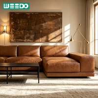 Neu Eingetroffenes Modernes Sofa mit Breiten Armlehnen Handgefertigtes Ecksofa Weiches Komfortables Leder Holzrahmen Innenmöbel Wohnzimmer
