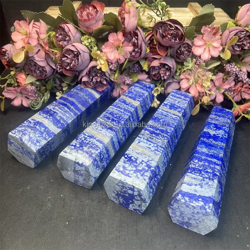Baguette en cristal de guérison naturelle de point de lapis-lazuli de grande taille Tour de lapis-lazuli pour la décoration