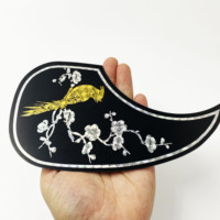 Protector de Guitarra Acústica con Diseño de Flor Negra y Plateada, Forma de Gota de Agua, Antiarañazos, para Guitarras de 40 y 41 Pulgadas