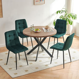 Ghế ăn chân kim loại đen giá sỉ, ghế ăn phòng ăn sang trọng bọc nhung xanh gỗ - Product Image 3