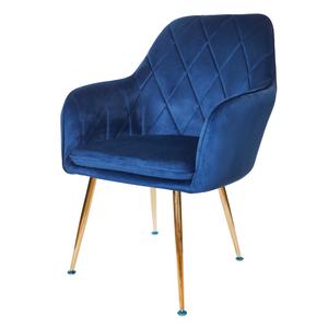 Ghế ăn Nhung Màu Xanh phong cách Châu Âu với chân kim loại vàng Nordic giải trí nhà ăn phòng ghế tay vịn - Product Image 1