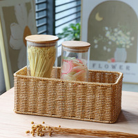 Panier de rangement rectangulaire en plastique de style japonais pour cosmétiques, articles de toilette de salle de bain et table basse