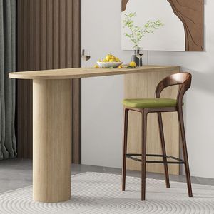 Sgabello da Bar Moderno Nordico per Cucina e Hotel, Logo Personalizzato, Cuscino <span class=keywords><strong>in</strong></span> Tessuto, Legno Massello, Schienale Alto, Design Scandinavo - Product Image 2