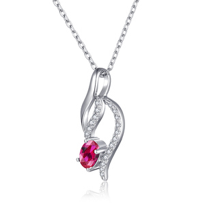 Collana da sposa rubino 925 argento sterling collana di fidanzamento zircone ciondolo infinita collana di gioielli - Product Image 1