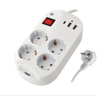 Multiprise allemande multiprise 6 voies avec protection des enfants et interrupteur avec 3 USB(2A + 1C) et charge rapide de type C