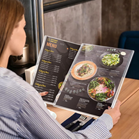 Semua Sampul Menu PVC 8,5 X 11 Inci Sampul Menu Restoran dengan Sistem Pengisian Atas Sampul Buku Transparan Dua Sisi