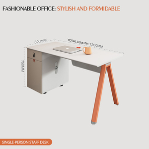 Simple Modern Four-Person Screen Computer <b>Desk</b> Office Staff Table Wooden <b>Workstation</b> With Cabinet - Product Image 3