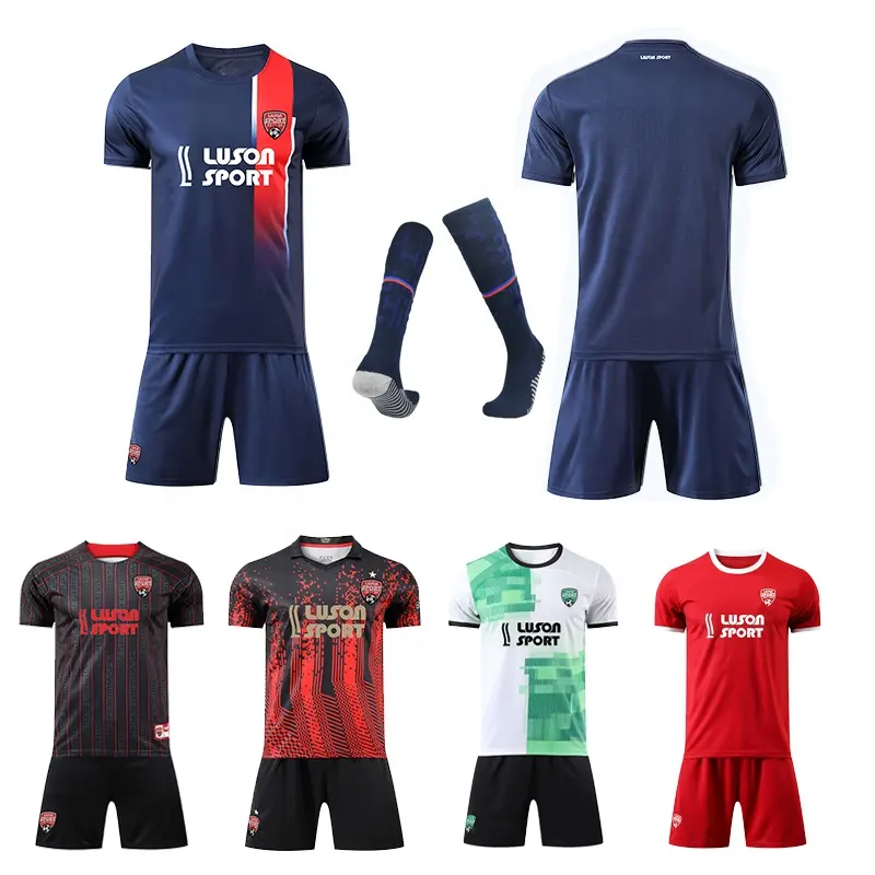 Luson, venta al por mayor, uniformes de fútbol transpirables de poliéster 100%, camisetas de fútbol para hombre, camiseta Retro 22-23 para deportes de fútbol