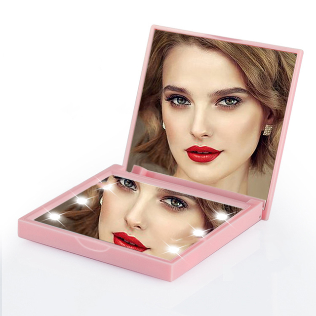 Foldable Cosmetic Vanity Mirrors Mini Compact Pocket Led Makeup Mirror Travel Mini LED Makeup Mirror