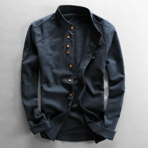 <span class=keywords><strong>เสื้อ</strong></span>เชิ้ตผู้<span class=keywords><strong>ชาย</strong></span>สไตล์ญี่ปุ่น ผ้าลินินผสมคอตตอน ฮาราจูกุ <span class=keywords><strong>คอ</strong></span>ตั้ง แขนยาว ทรงเข้ารูป <span class=keywords><strong>สี</strong></span>พื้น เรียบง่าย สบาย ระบายอากาศดี คลาสสิก - Product Image 2