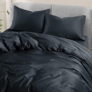 Set <span class=keywords><strong>Copripiumino</strong></span> King Size in Bambù Personalizzato, <span class=keywords><strong>Copripiumino</strong></span> <span class=keywords><strong>Grigio</strong></span> Scuro, Set 3 Pezzi Rinfrescante e Morbido - Product Image 4