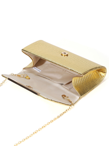 Bolso de Mano Cuadrado Retro Dorado Bell, de Cuero PU, con Cadena Metálica, para Eventos Nocturnos, con Correa Cruzada, para Mujer, Brillante, para Fiestas, Bodas y Graduaciones - Product Image 6