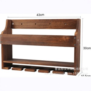 Wall Mounted Wooden Wine Rack 43x30x10.5cm 2 Tier Display Storage <b>Shelf</b> For Home <b>Bar</b> - Product Image 1