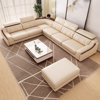 Canapé Sectionnel Moderne en Cuir en U, Ensemble de Canapés de Salon en Cuir, Meuble de Luxe Canapé Intelligent Très Vendu 7 Places