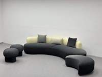 Canapé modulaire incurvé en promotion, revêtement en tissu personnalisable, design dégradé de couleur, forme organique moderne, mobilier de salon