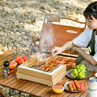 HISPEED Gril de barbecue jetable instantané Gril à charbon de bois jetable en acier inoxydable portable