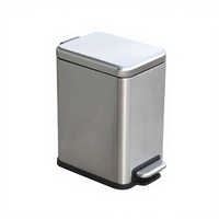 Poubelle rectangulaire en acier inoxydable avec pédale et couvercle à fermeture douce, écologique et silencieuse pour chambre et usage domestique
