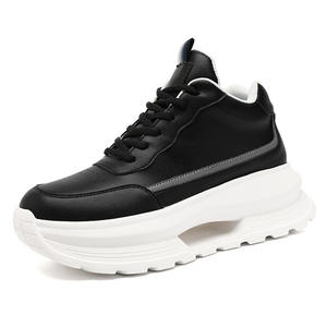 Chaussures de sport Torre à semelle épaisse avec rehaussement interne invisible de 8 cm, doublure en maille, blanches, printemps-automne, nouveau style rétro, décontractées et polyvalentes - Product Image 6