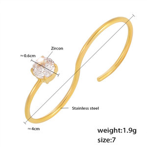 Anillo Doble de Dos Dedos de Acero Inoxidable 316L con Circonita, Chapado en Oro PVD de 14k 18k, Resistente al Agua y al Deslustre, para Mujer - Product Image 5