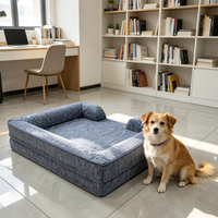 Lit pour chien en tissu imitation chenille orthopédique, canapé pour chat, pour cage, poignée portable, fond antidérapant, pour usage domestique en intérieur