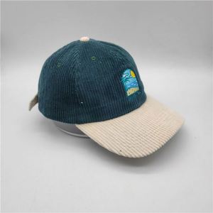 Gorra de Béisbol Personalizada de 6 Paneles, de Pana de Algodón Verde, Sin Estructura - Product Image 3
